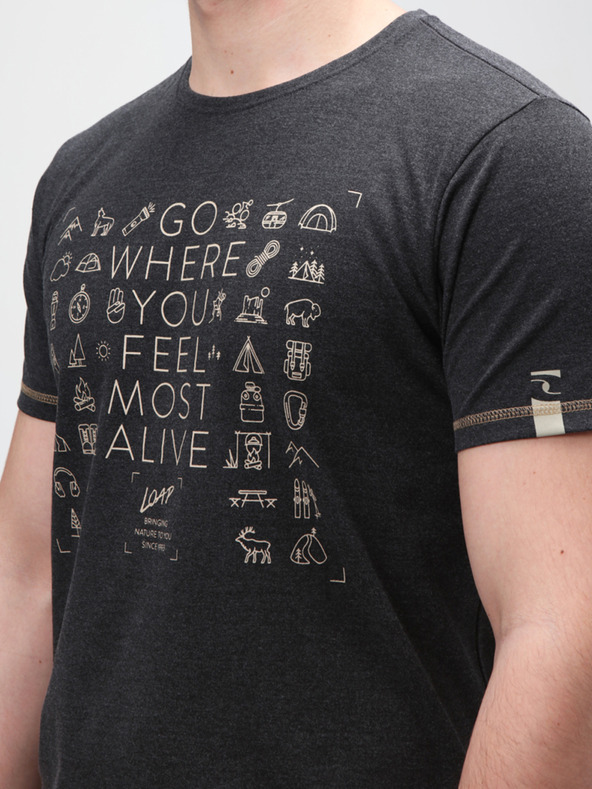 Loap Fekete férfi mintás póló LOAP Alexus fekete férfi póló