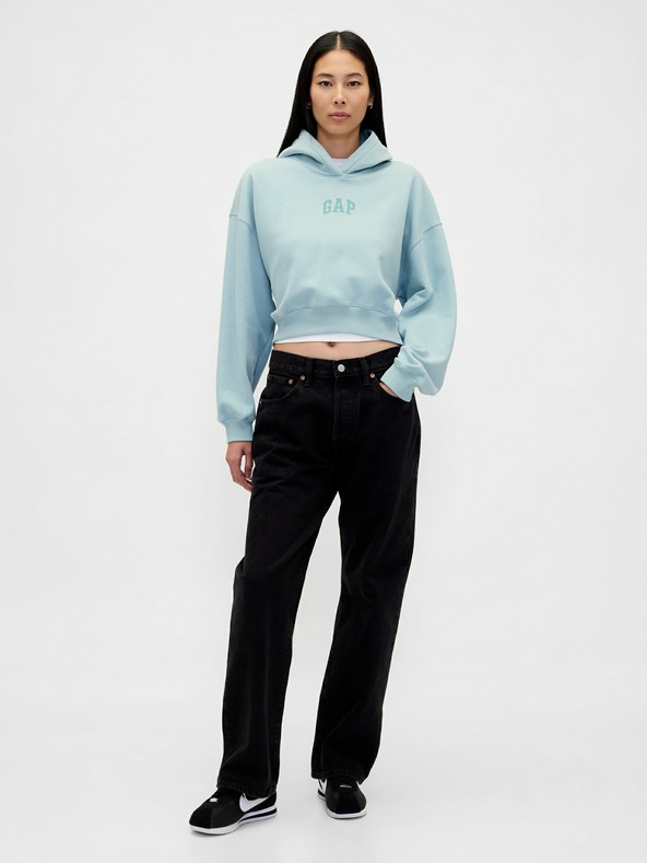 GAP Logós cropped kapucnis pulóver GAP