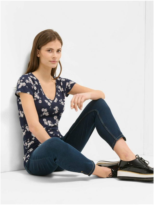 Orsay Sötétkék virágmintás póló ORSAY