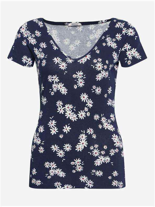 Orsay Sötétkék virágmintás póló ORSAY