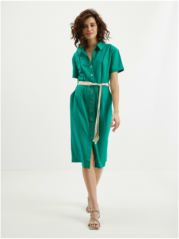 Orsay ORSAY zöld női lenvászon ruha