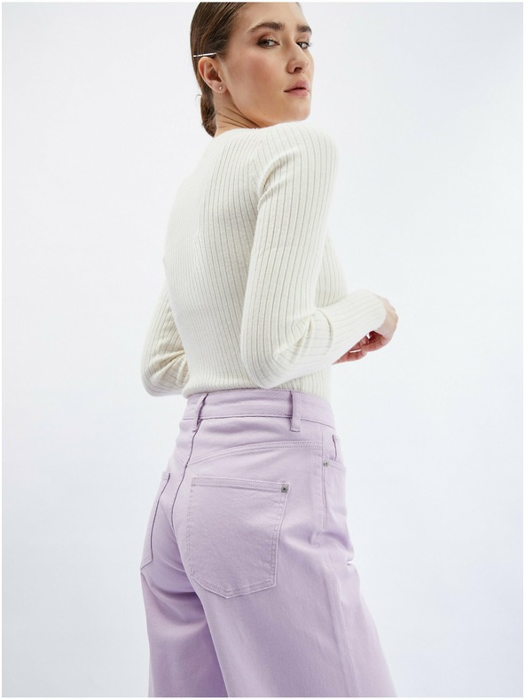 Orsay ORSAY világos lila női rövidített flared fit farmernadrág