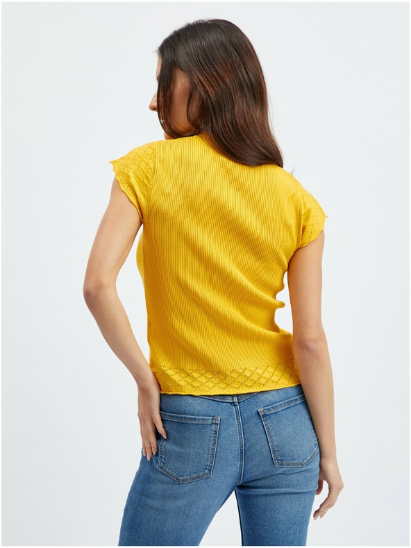 Orsay ORSAY sárga női póló állógallérral