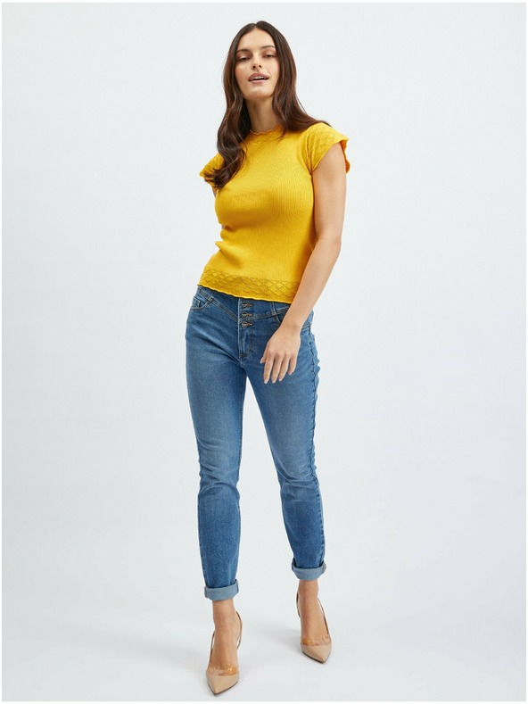 Orsay ORSAY sárga női póló állógallérral