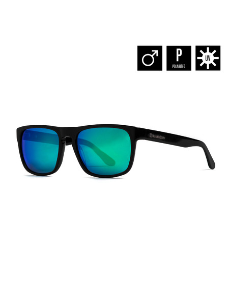 Horsefeathers Keaton napszemüveg - fényes fekete/tükrös zöld