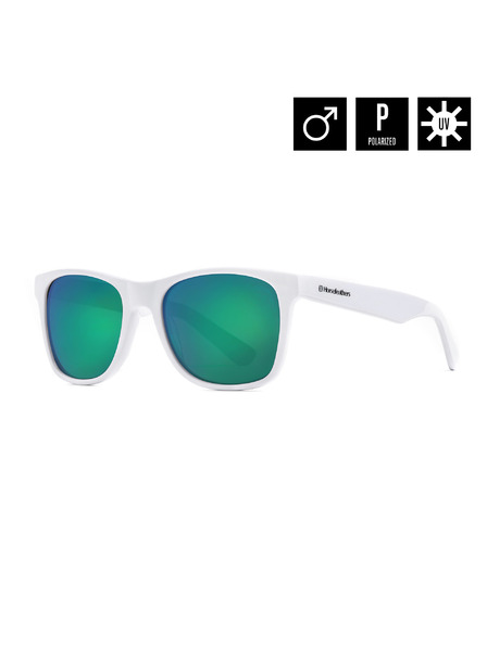 Horsefeathers Foster napszemüveg - fényes fehér/tükrös zöld