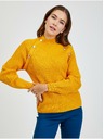 Orsay ORSAY sárga  bordázott női pulóver díszgombokkal