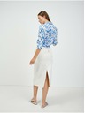 Orsay ORSAY fehér-kék virágmintás női blúz csomóra kötve