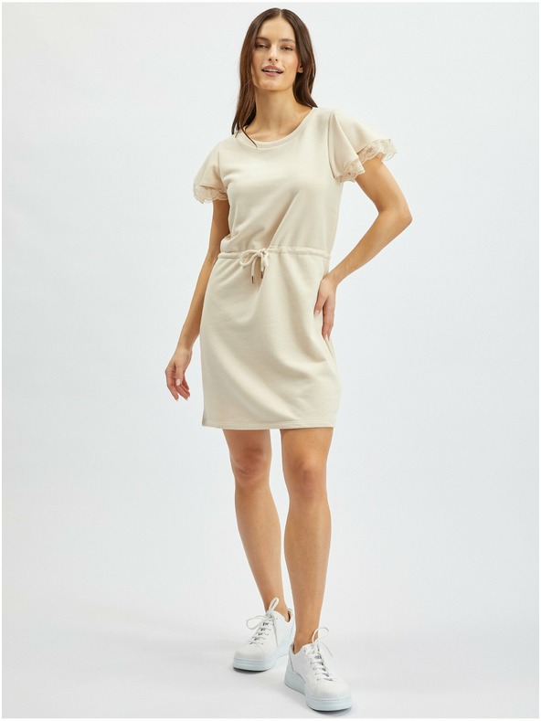 Orsay ORSAY bézs színű női kapucnis ruha csipkével