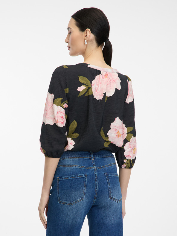 Orsay Fekete virágmintás női blúz ORSAY