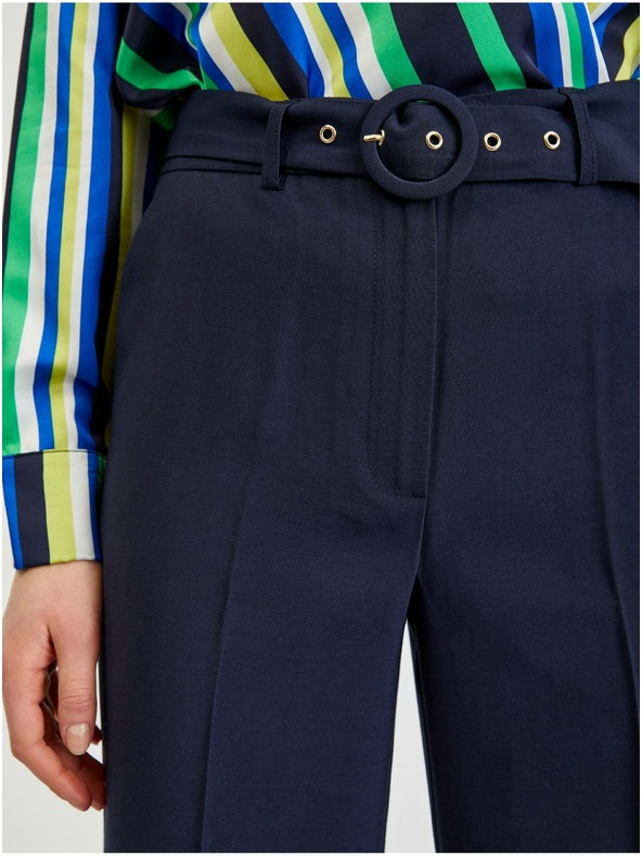 Orsay ORSAY sötétkék széles szárú női nadrág övvel