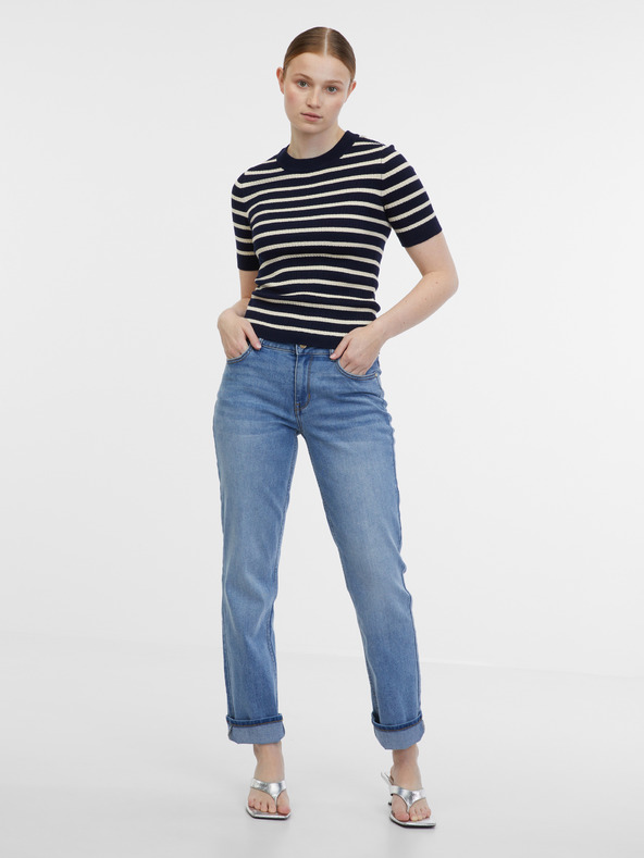 Orsay ORSAY sötétkék női csíkos kötött top