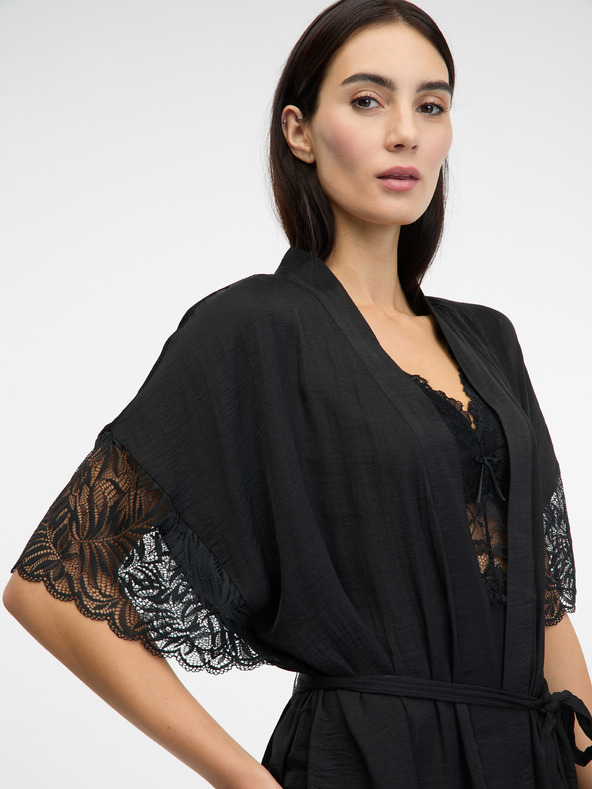 Orsay ORSAY fekete női szatén fürdőköpeny