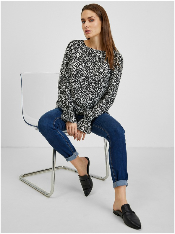 Orsay ORSAY fehér-fekete mintás női blúz