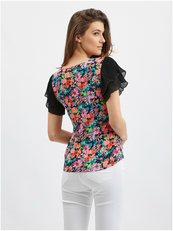 Orsay ORSAY kék-fekete női virágmintás blúz