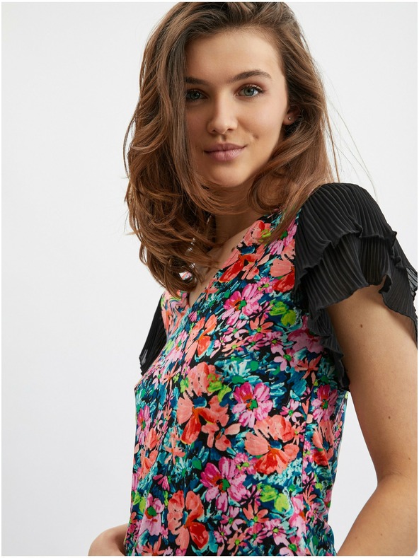 Orsay ORSAY kék-fekete női virágmintás blúz