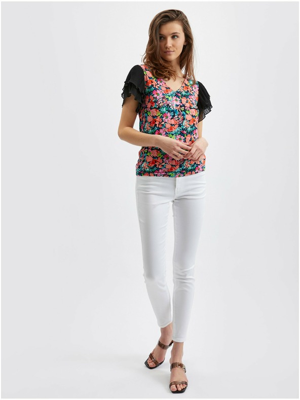 Orsay ORSAY kék-fekete női virágmintás blúz