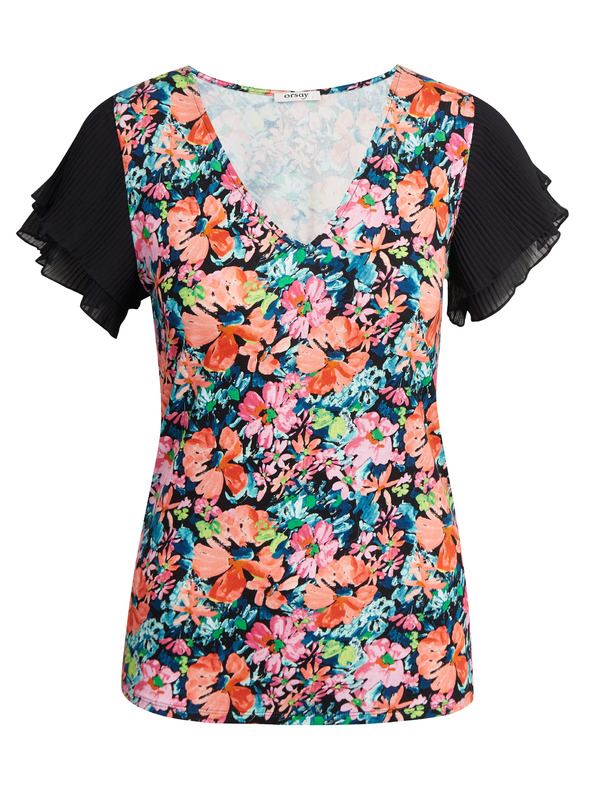 Orsay ORSAY kék-fekete női virágmintás blúz