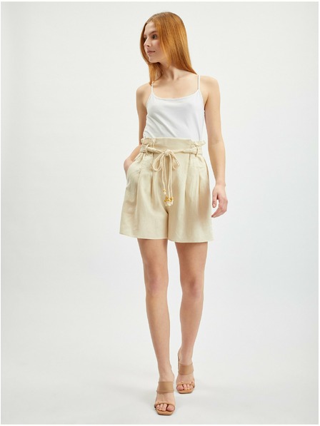 Orsay ORSAY bézs színű lenvászon női rövidnadrág