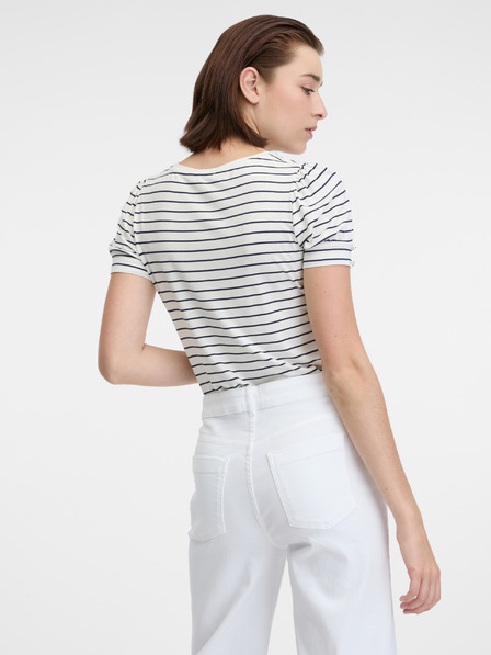 Orsay Krémszínű csíkos női póló ORSAY