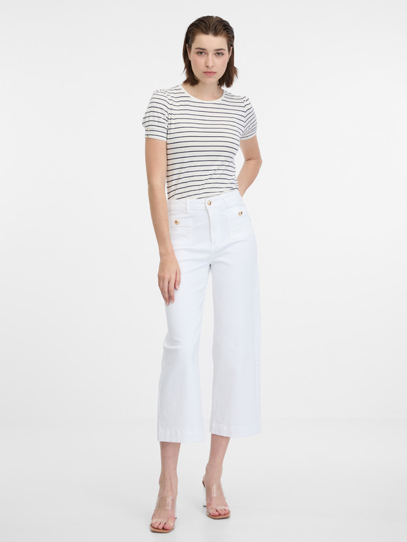 Orsay Krémszínű csíkos női póló ORSAY