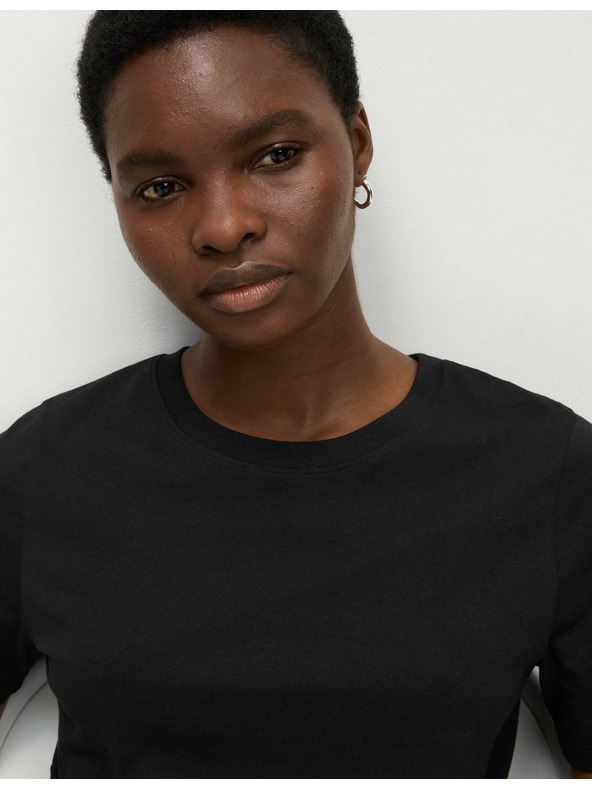 Marks & Spencer Fekete női pamut basic póló Marks & Spencer