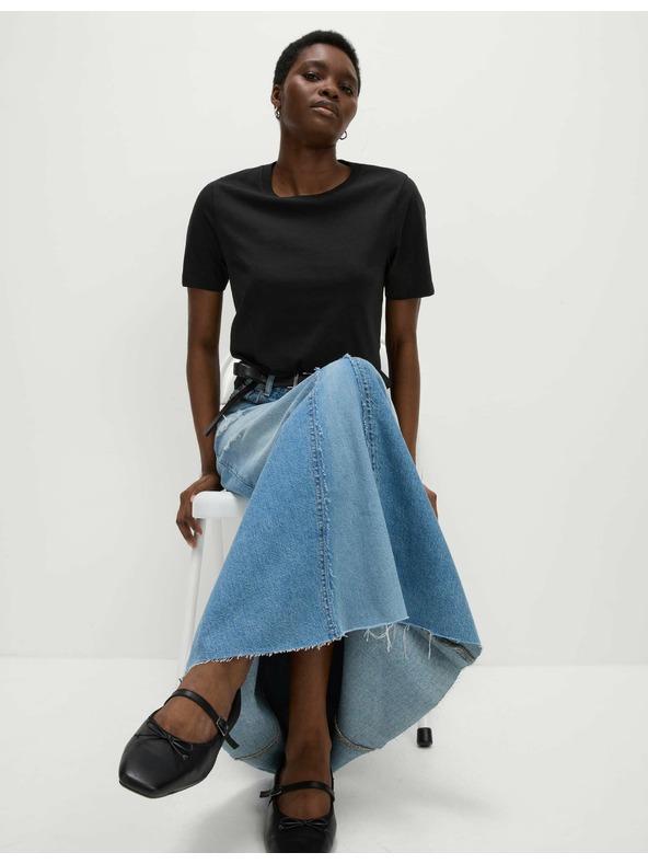 Marks & Spencer Fekete női pamut basic póló Marks & Spencer