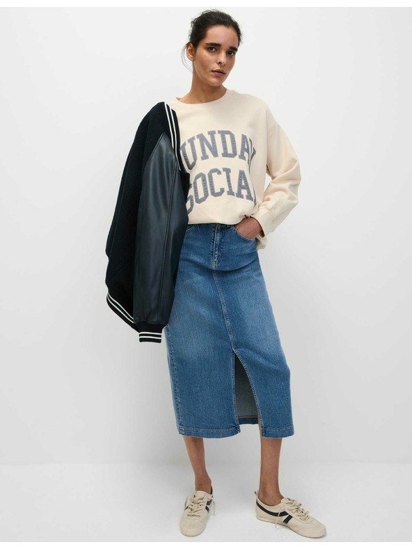 Marks & Spencer Denim midi-szoknya Marks & Spencer tengerészkék