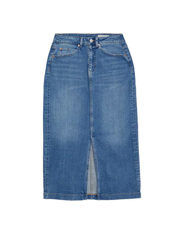 Marks & Spencer Denim midi-szoknya Marks & Spencer tengerészkék