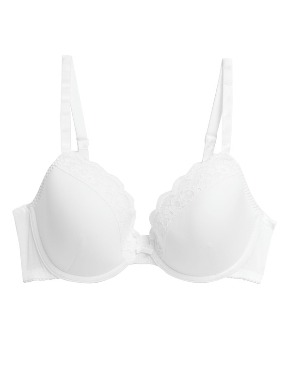 Marks & Spencer Csipkés dekoltázsú melltartó merevítővel és párnázott kosarakkal, 4,5 mm-es méret, párnázott kosarakkal. A-E Marks & Spencer fehér