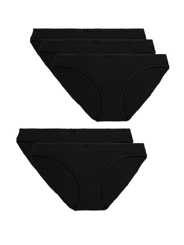 Marks & Spencer Marks & Spencer fekete pamut Lycra® bikinialsó, 5 csomag, Lycra® pamut, 5 csomag