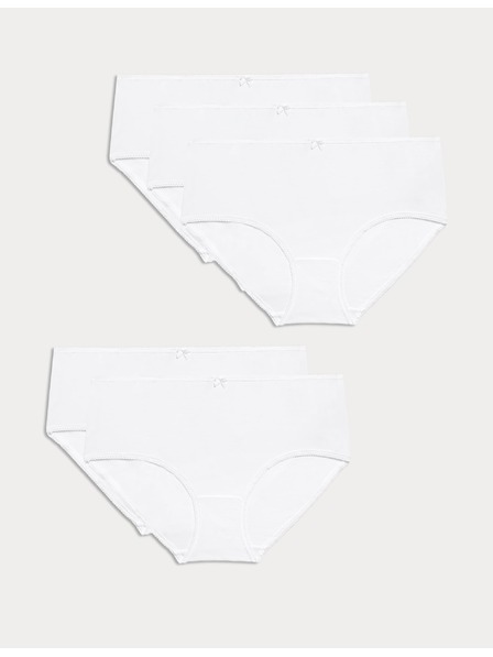 Marks & Spencer Pamut Lycra® midi alsónadrág, 5 csomag Marks & Spencer fehér