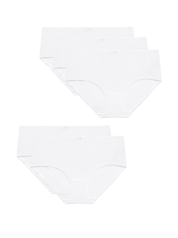 Marks & Spencer Pamut Lycra® midi alsónadrág, 5 csomag Marks & Spencer fehér