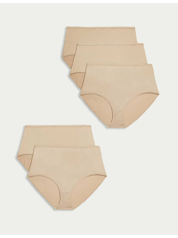 Marks & Spencer Mikroszálas derekú nadrág, nem látható szegéllyel, 5 db-os csomag Marks & Spencer bézs színű