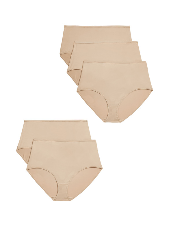 Marks & Spencer Mikroszálas derekú nadrág, nem látható szegéllyel, 5 db-os csomag Marks & Spencer bézs színű