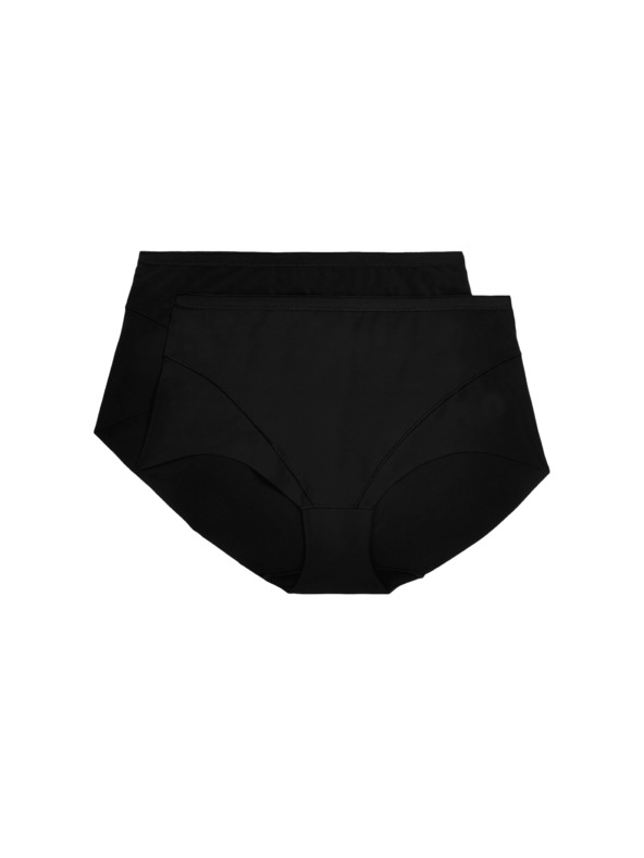 Marks & Spencer Magas derekú, enyhén összehúzó bugyi látható szegély nélkül, 2 db csomagonként Marks & Spencer fekete