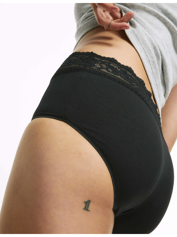 Marks & Spencer Csipkés midi bugyi pamutból és lycrából, 5 csomag Marks & Spencer fekete