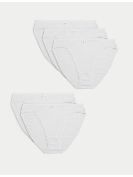 Marks & Spencer Pamut és Lycra® bugyi, magasan kivágott, 5 db-os csomag Marks & Spencer fehér