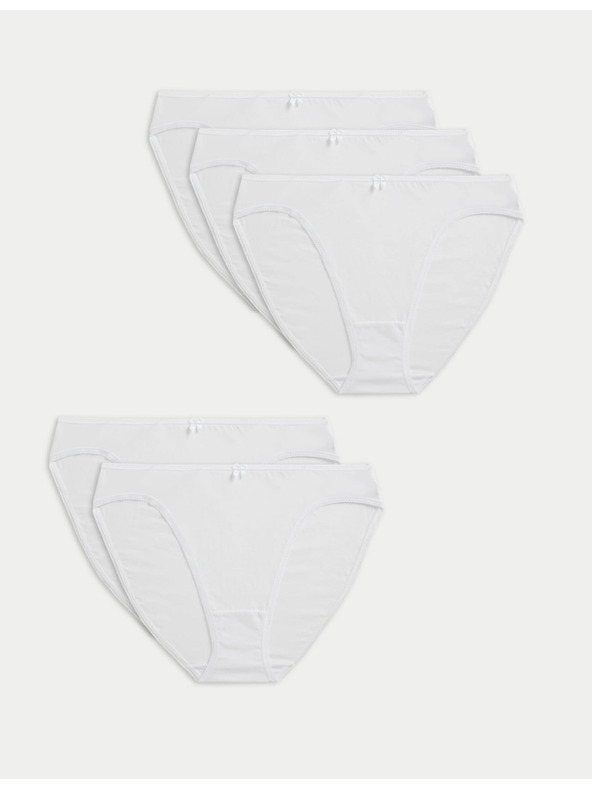 Marks & Spencer Pamut és Lycra® bugyi, magasan kivágott, 5 db-os csomag Marks & Spencer fehér