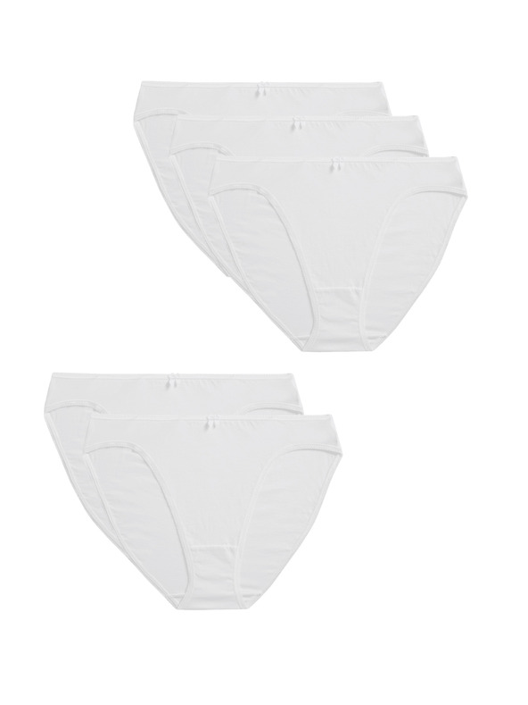 Marks & Spencer Pamut és Lycra® bugyi, magasan kivágott, 5 db-os csomag Marks & Spencer fehér