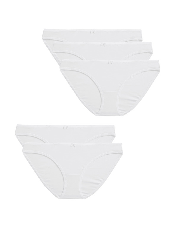 Marks & Spencer Marks & Spencer fehér pamut bikini alsónadrág Lycra®-val, 5 csomagban