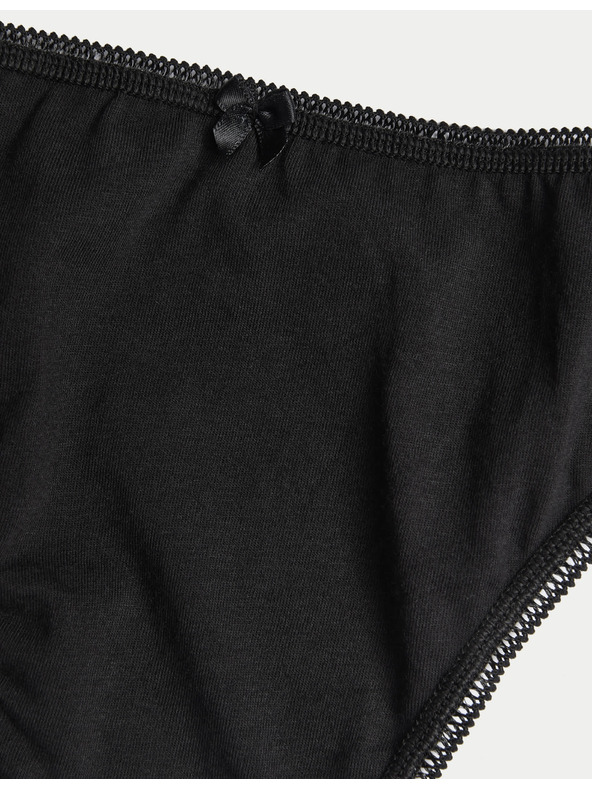 Marks & Spencer Magasan kivágott pamut és lycra® bugyi, 5 db-os kiszerelés Marks & Spencer black