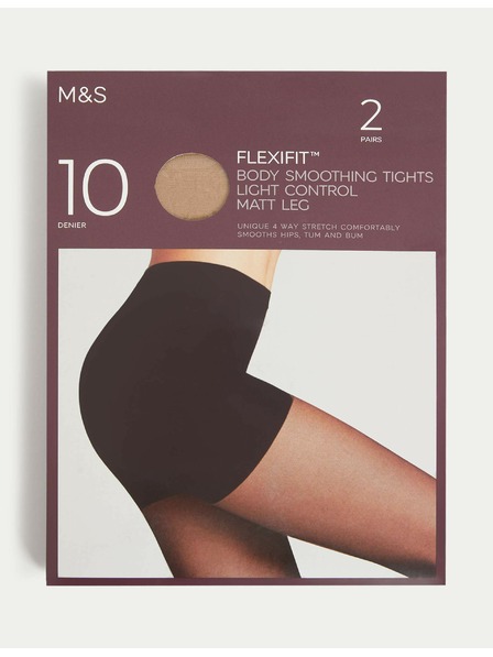 Marks & Spencer Flexifit™ átlátszó harisnyanadrág, enyhén feszesítő, 10 DEN, 2 db csomagban Marks & Spencer bézs színű