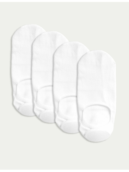 Marks & Spencer Marks & Spencer Cotton Trainer béléses alacsony zokni, 4 párból álló készlet fehér