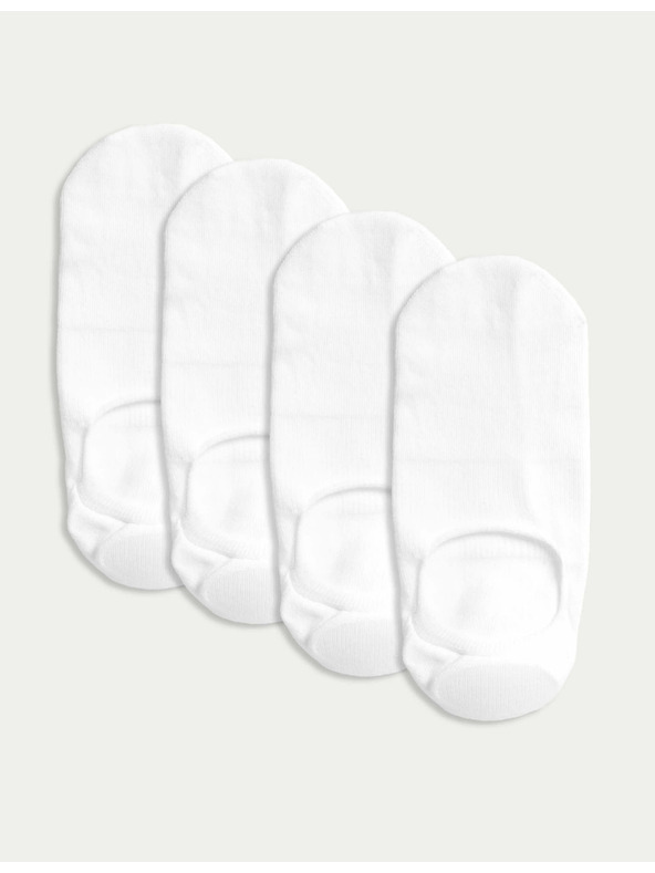 Marks & Spencer Marks & Spencer Cotton Trainer béléses alacsony zokni, 4 párból álló készlet fehér
