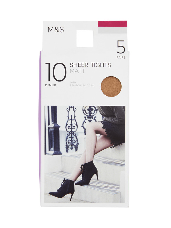 Marks & Spencer Női 10 DEN harisnyanadrág, 5 pár per csomag Marks & Spencer bézs színű