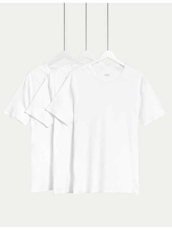 Marks & Spencer Három darab fehér Marks & Spencer férfi pólóból álló készlet
