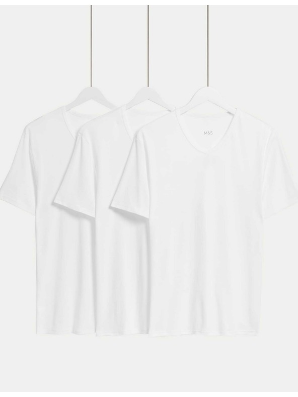 Marks & Spencer Három darab fehér Marks & Spencer férfi pólóból álló készlet