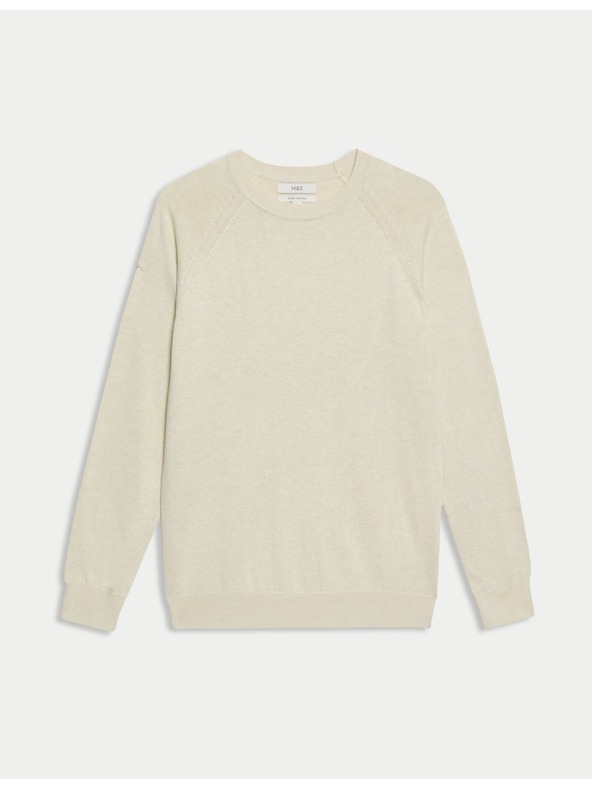 Marks & Spencer Tiszta pamutból készült, nyakig érő pulóver Marks & Spencer törtfehér