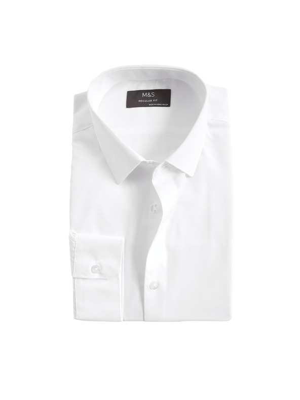 Marks & Spencer Szabályos szabású ing, könnyen vasalható Marks & Spencer fehér